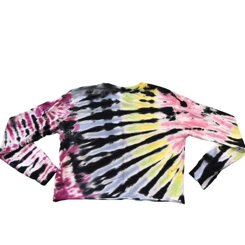 Self Esteem Womens Crop Top T Shirt Top Tie Dye LOVE Long Sleeve Pullover Medium